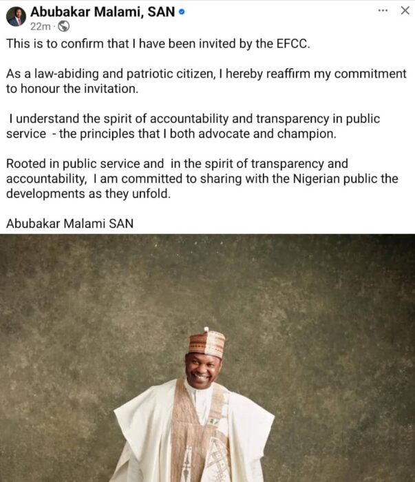 EFCC summons ex-Justice Minister, Abubakar Malami