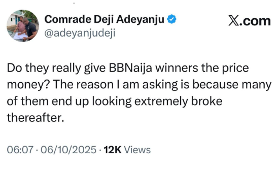 Activist/Lawyer, Deji Adeyanju, poses an interesting question about Big Brother Naija