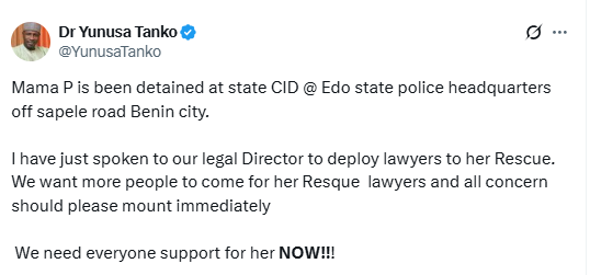 Update: Mama Pee detained at state CID in Edo state over faceoff with Abure at the airport