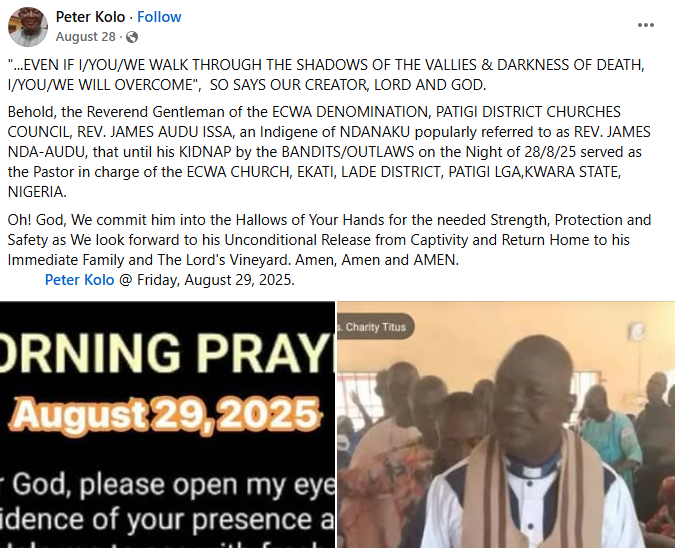 Abducted Kwara pastor confirmed d3ad