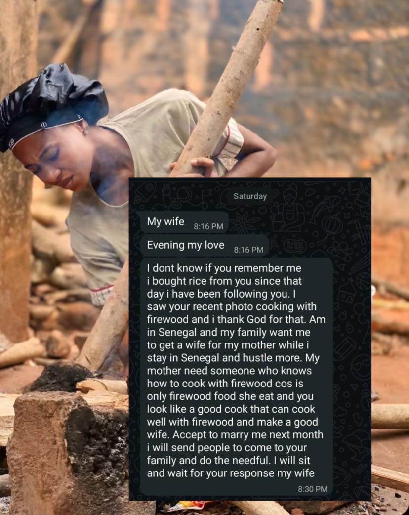 Nigerian man seeks wife who knows how to cook well with firewood, says his mother eats only "firewood food"