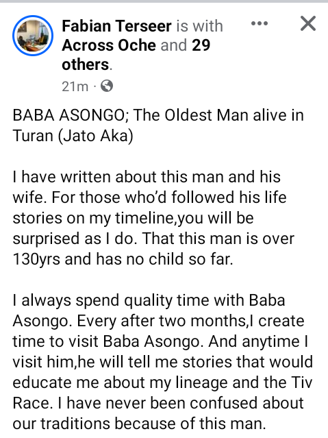 Benue man shares photos of the oldest man in his village who he claims is over 130 years old