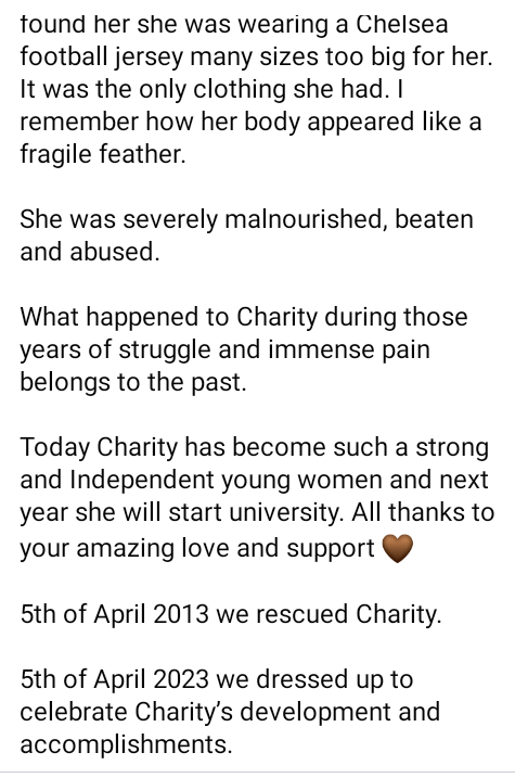 Danish aid worker, Anja Ringgren Lov�n celebrates young girl rescued 10 years ago after being branded a witch and abandoned by her family in Akwa Ibom