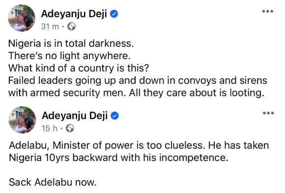Minister of power is too clueless. He has taken Nigeria 10yrs backward with his incompetence. Sack him now - Activist Deji Adeyanju tells FG