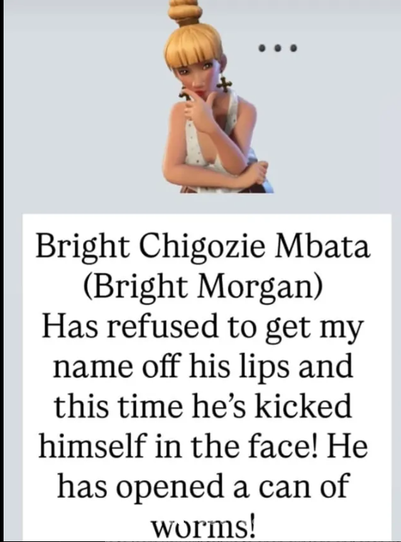 ?He?s opened a can of worms? ? Ex BBN star Bright Morgan?s ex-girlfriend finally speaks, promises more revelations