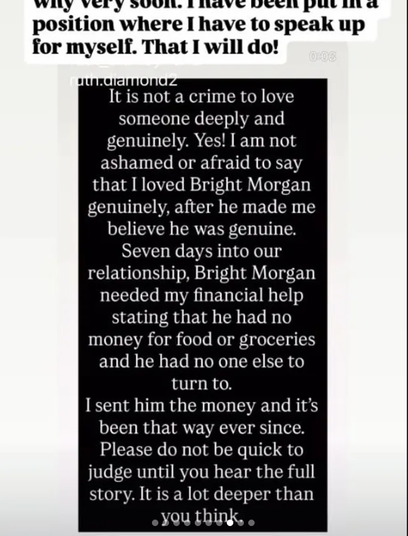 ?He?s opened a can of worms? ? Ex BBN star Bright Morgan?s ex-girlfriend finally speaks, promises more revelations