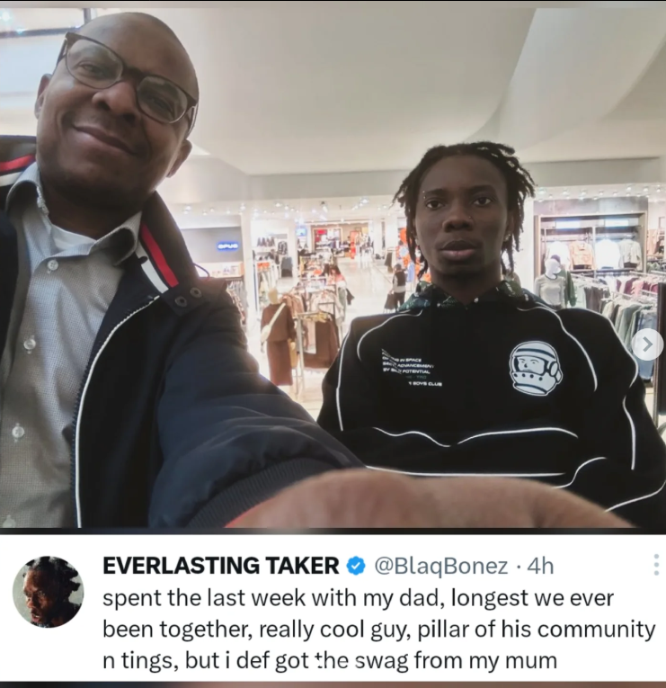 Spent the last week with my dad, longest we?ve ever been together? ? Blaqbonez shares bonding moments with father