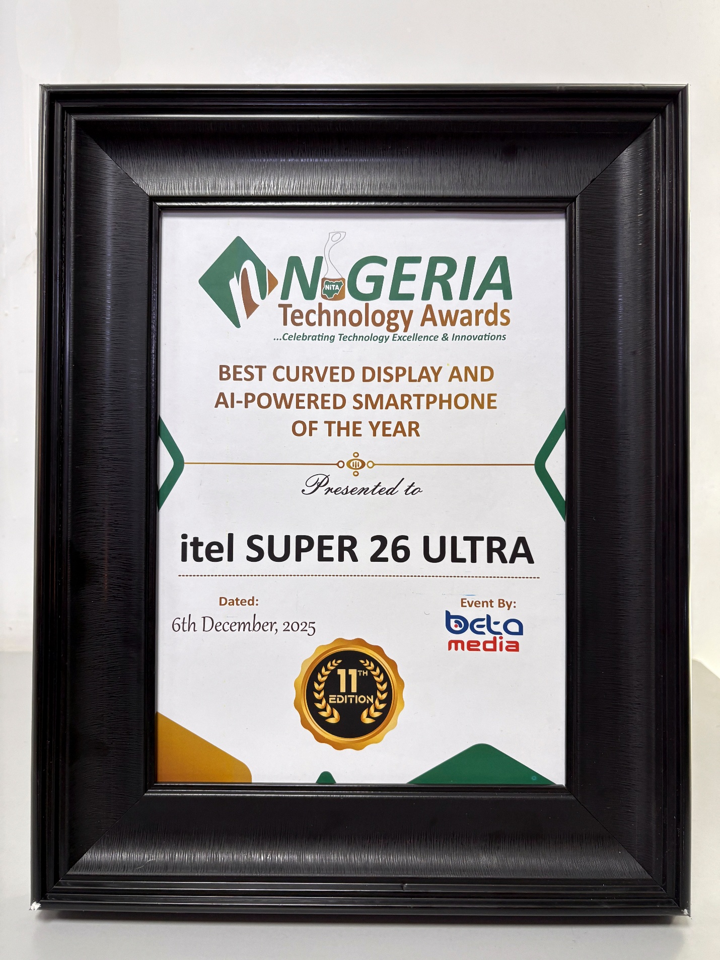 itel SUPER 26 Ultra Wins â€œBest Curved Display and AI-Powered Smartphone of the Yearâ€  at the 2025 Nigeria Technology Awards