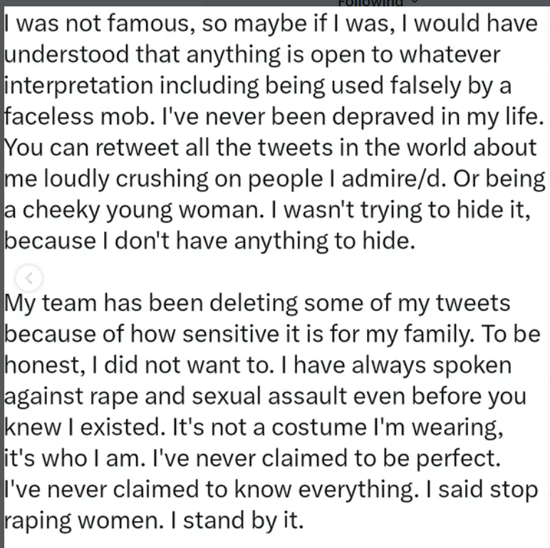 Singer Simi reacts as old tweets resurface, says her words are being twisted into false narratives