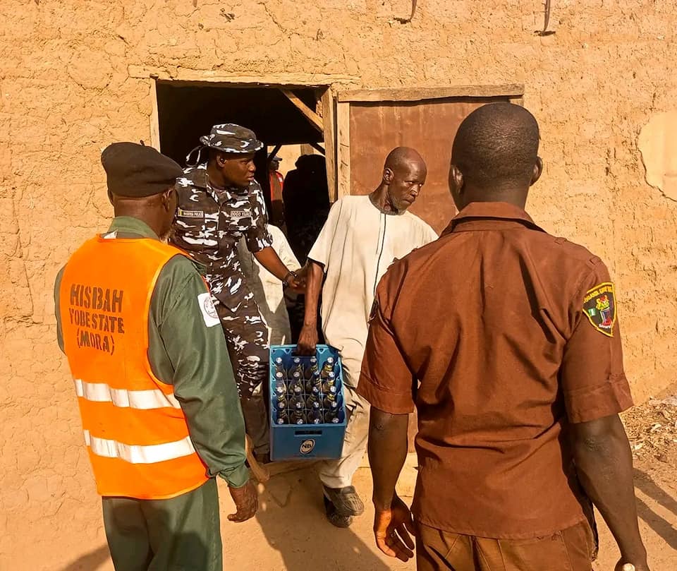 92 suspects arrested as Hisbah and security operatives confiscate 22 cartons of alcoholic drinks, ban brothels in Yobe community