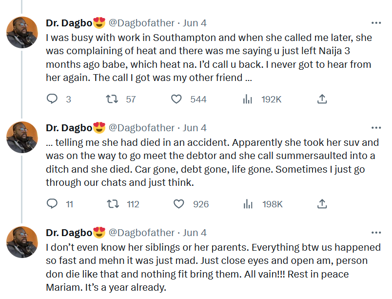 UK-based Nigerian man narrates how his friend died after coming back to Nigeria to recover her N5m from a debtor