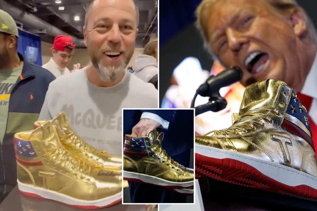Russian CEO wins autographed golden Donald Trump sneakers after record breaking $9K bid (video)