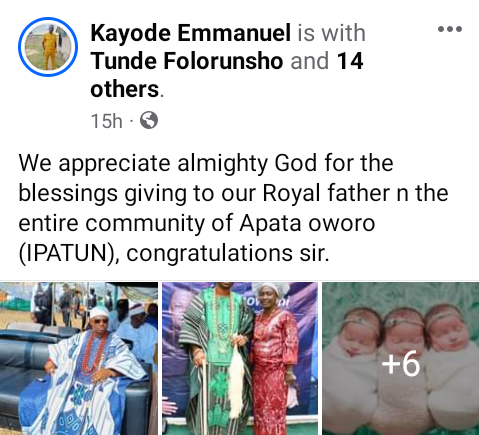 Jubilation as Kogi monarch?s wife delivers triplets after 17 years of waiting (videos)