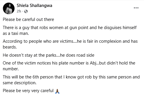 Victims share their experiences as lady raises alarm about man who disguises as taxi driver to rob women at gunpoint in Jos