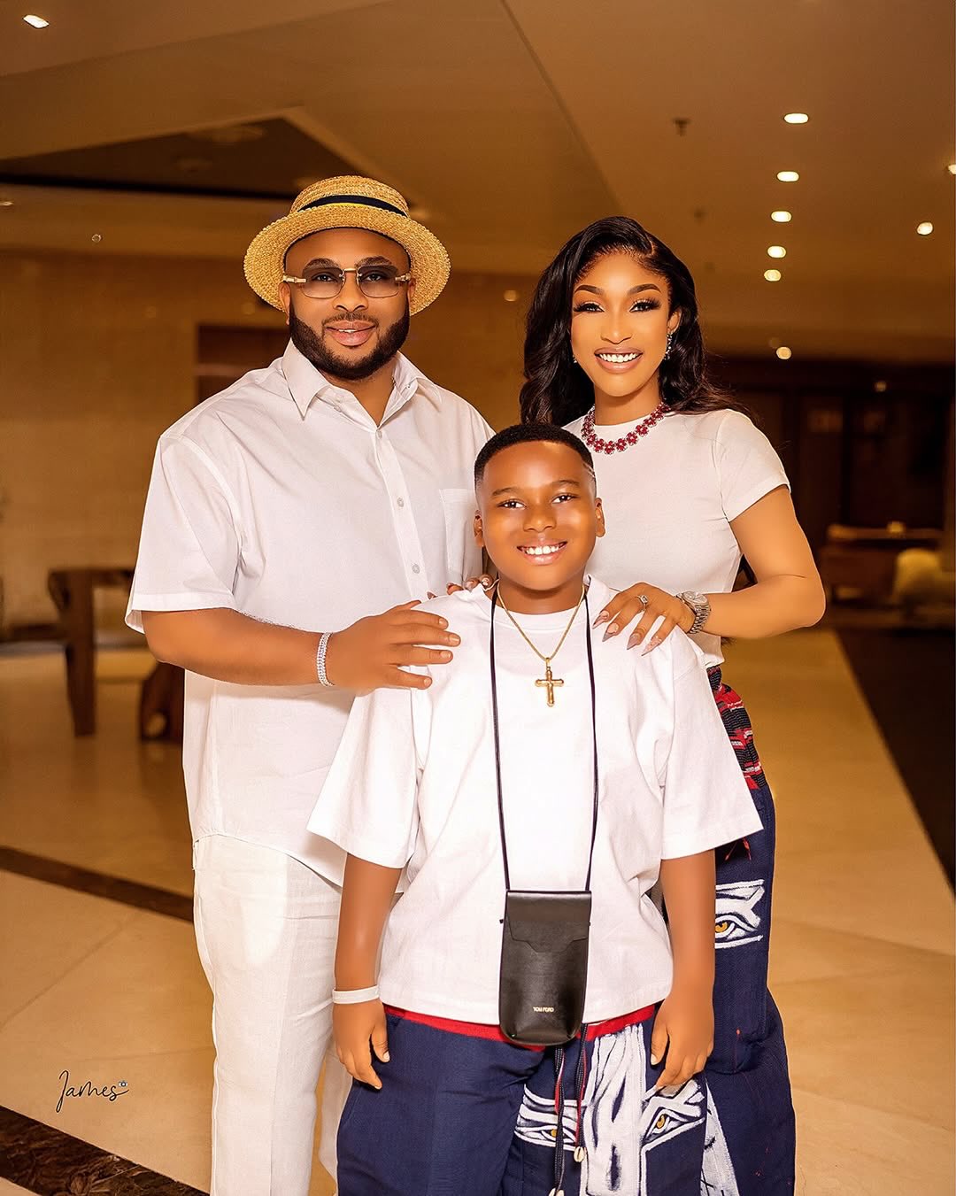 Tonto Dikeh and her ex-husband, Olakunle Churchill, pose with their son in his lovely birthday photos