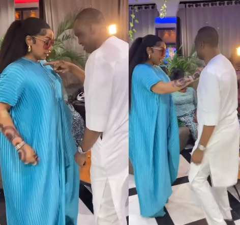 Video of actress Rita Dominic and her husband, Fidelis Anosike, doing the trending Pluto dance