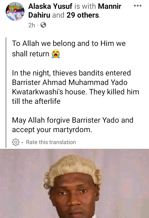 Suspected bandits kidnap and k*ll lawyer in Zamfara